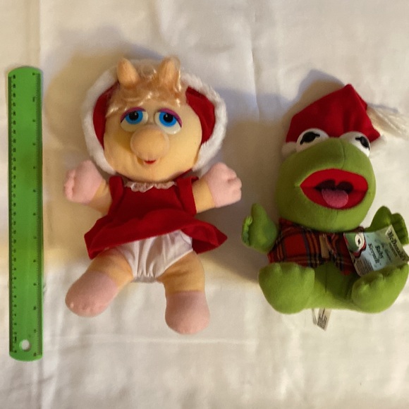 Set of 2 - Vintage Christmas Baby Kermit the Frog and Baby Miss Piggy - Picture 2 of 6